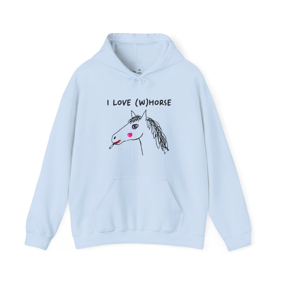 I Love (W)Horse funny smoking horse with makeup hand-drawn style hoodie