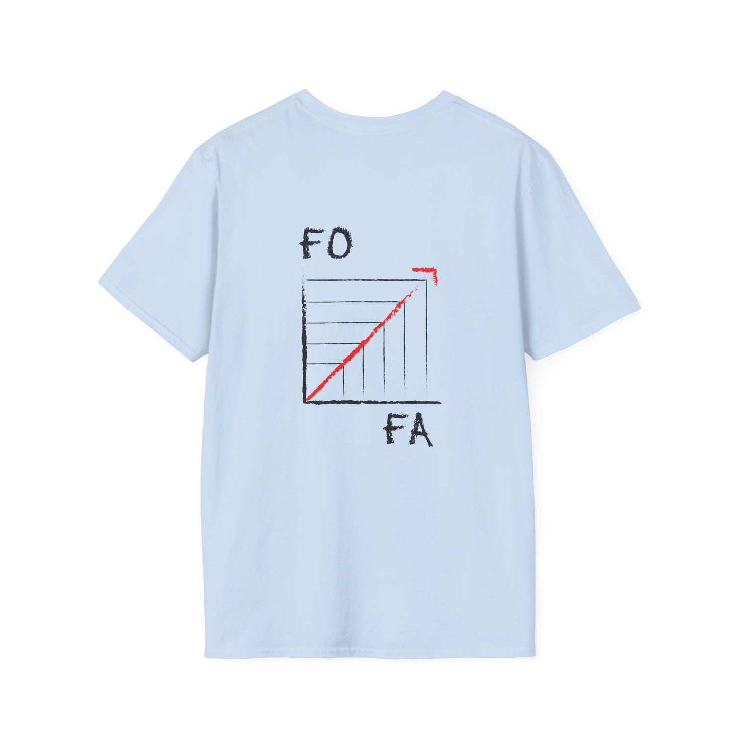 Back print shirt featuring a mathematical line graph with "Fuck Around" on the x-axis and "Find Out" on the y-axis, showing an upward arrow.