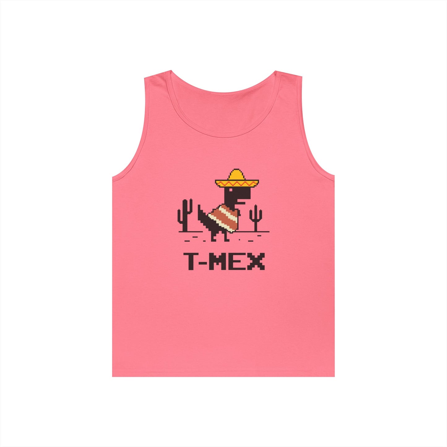 T-Mex Mexican T-Rex in sombrero and poncho 8-bit pixel art tank top
