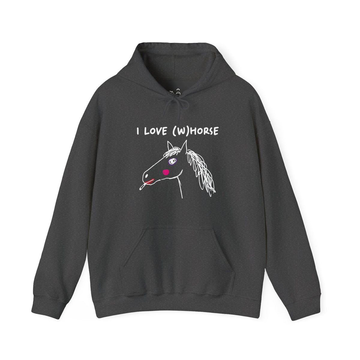 I Love (W)Horse funny smoking horse with makeup hand-drawn style hoodie