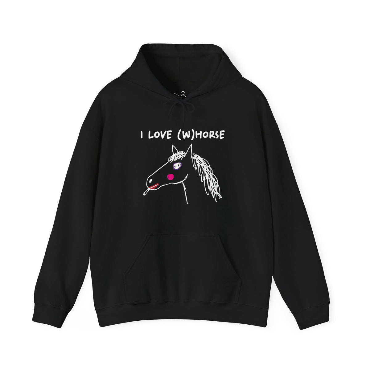 I Love (W)Horse funny smoking horse with makeup hand-drawn style hoodie