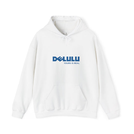 Delulu parody hoodie featuring the Dell-style logo redesigned to spell Delulu