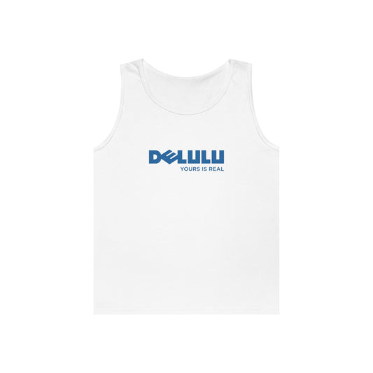 delulu parody logo yours is real slogan funny tank top design