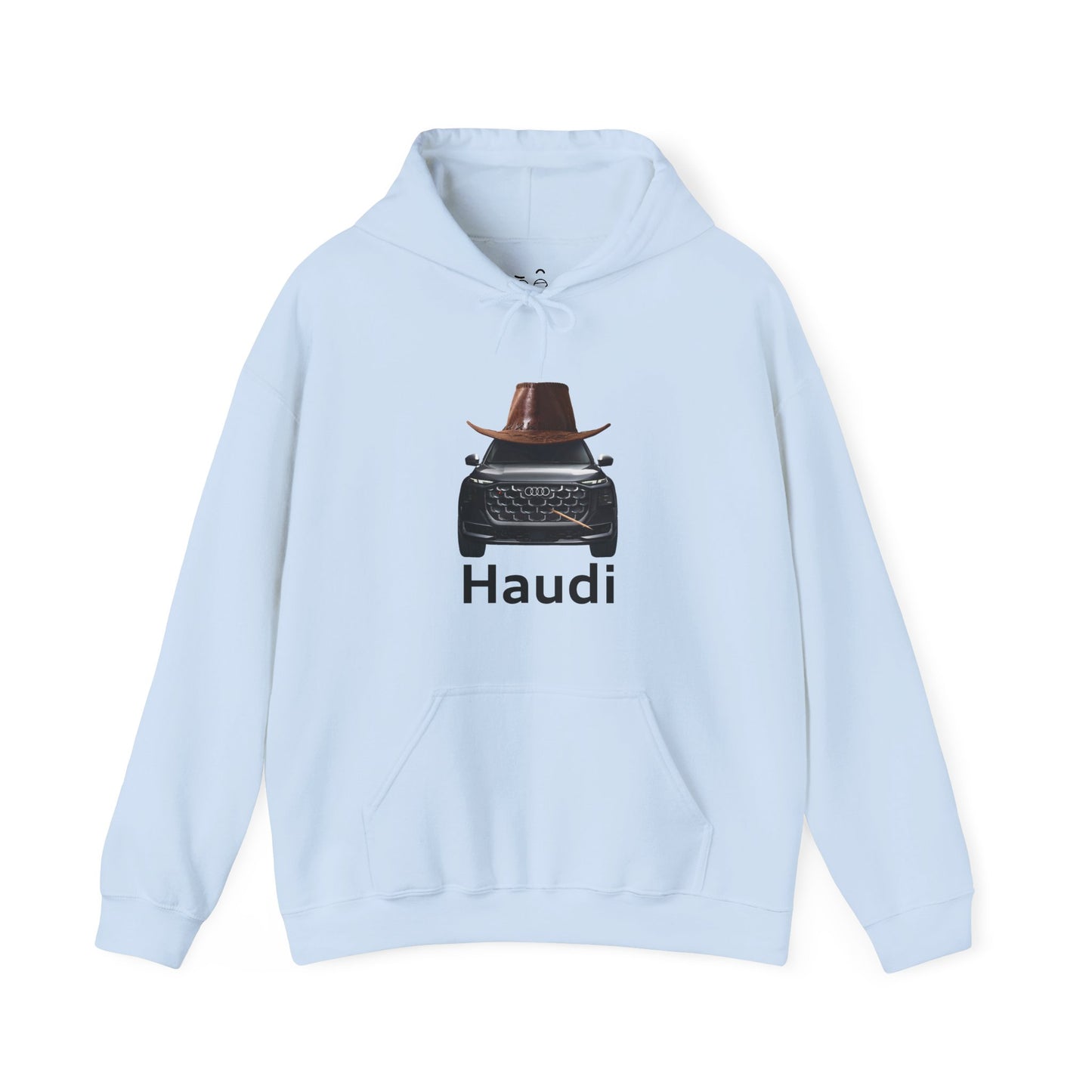 Haudi funny car hoodie with an Audi wearing a cowboy hat and toothpick
