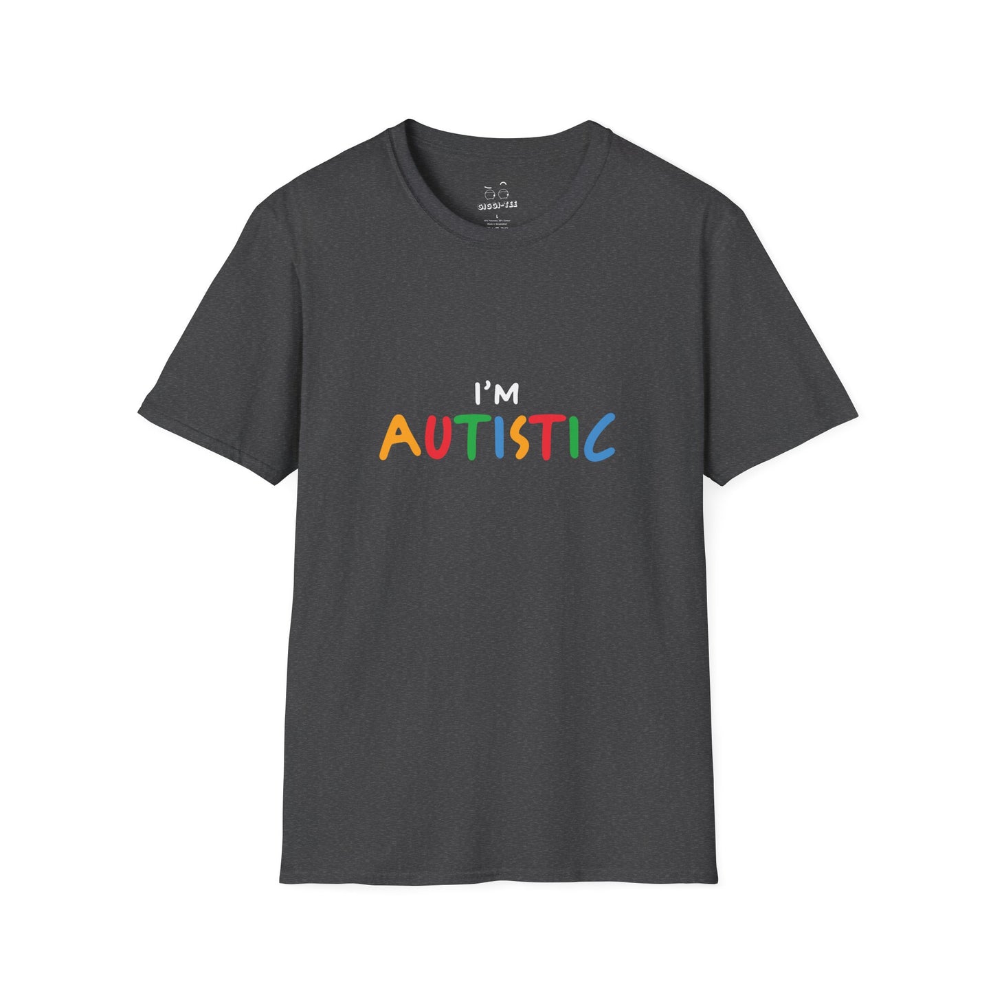 "I'm Autistic" funny statement shirt from a matching couple t-shirt set.