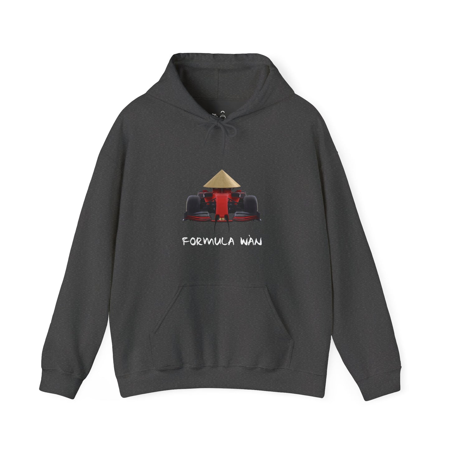 Formula Wan parody hoodie featuring a red race car with rice hat and mustache