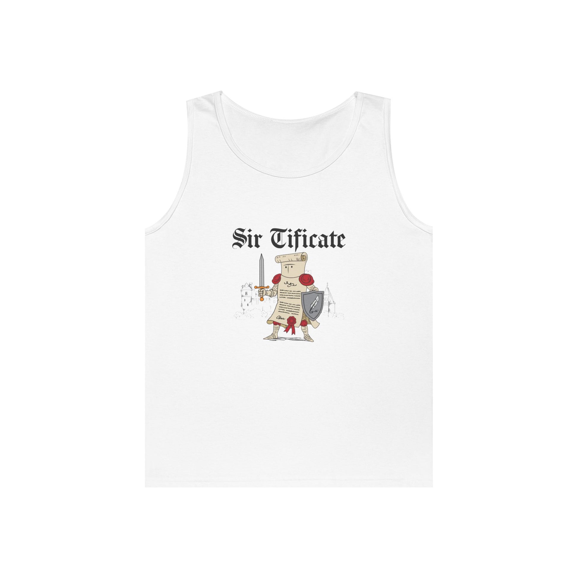 certificate wearing armor sir tificate pun funny medieval tank top design
