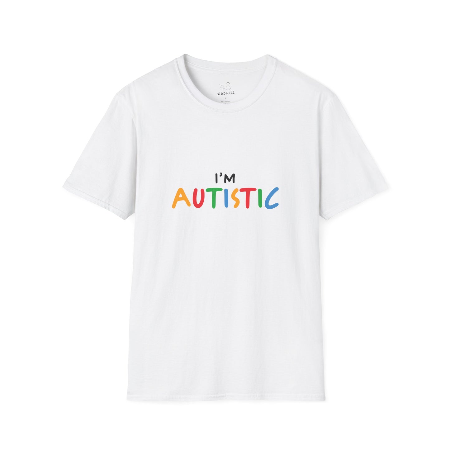 "I'm Autistic" funny statement shirt from a matching couple t-shirt set.