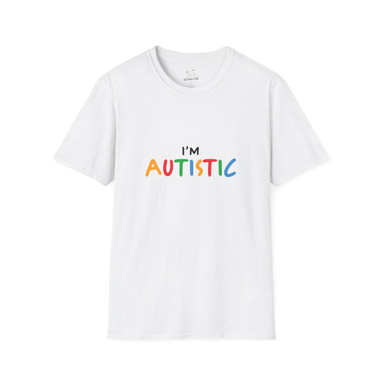 "I'm Autistic" funny statement shirt from a matching couple t-shirt set.