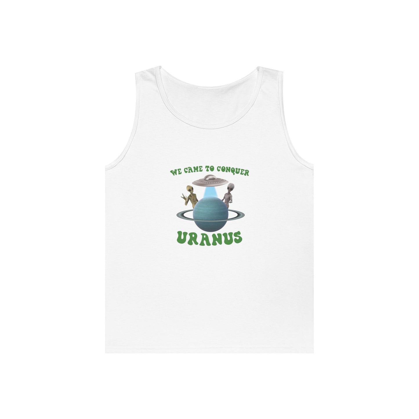 aliens near planet uranus funny space pun conquer uranus tank top