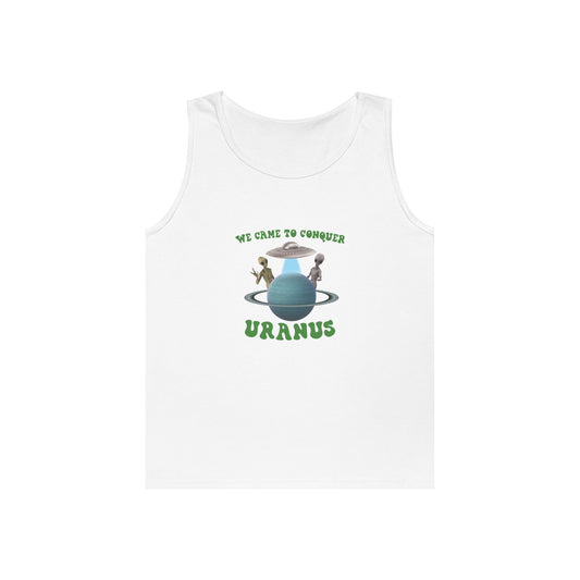 aliens near planet uranus funny space pun conquer uranus tank top