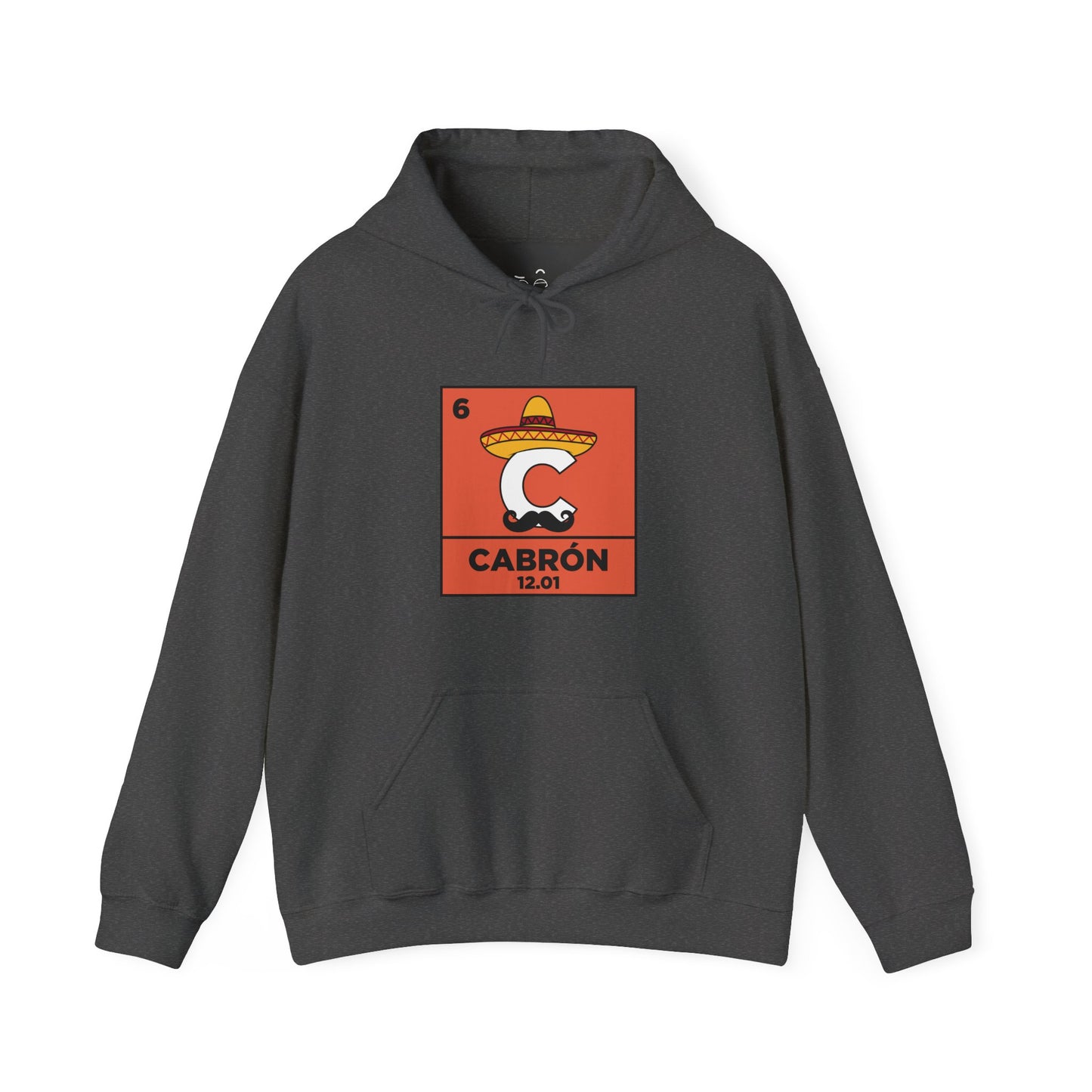 Cabron science parody hoodie featuring the carbon element with sombrero and mustache
