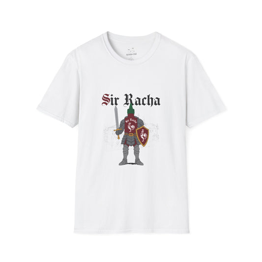 Sir Racha funny sriracha hot sauce bottle in medieval knight armor shirt