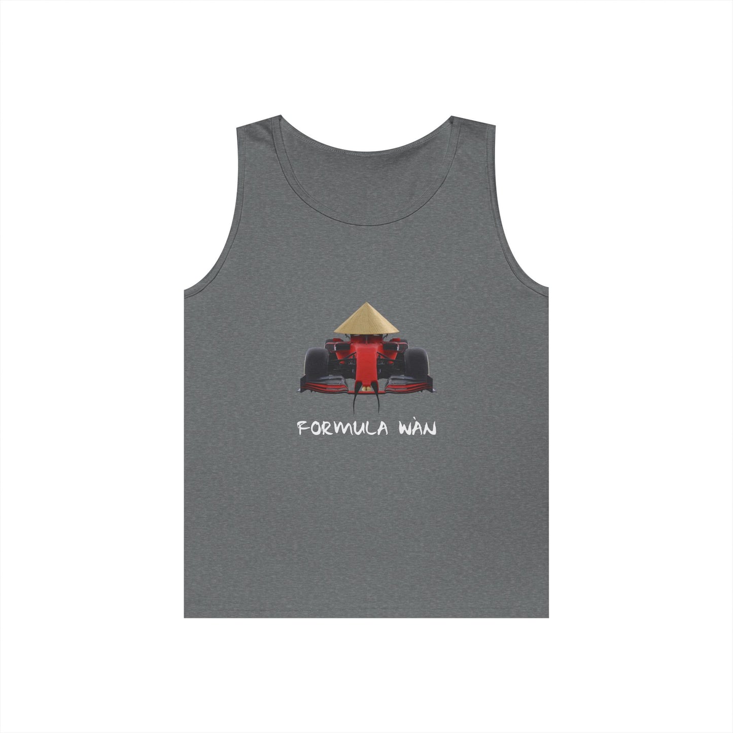 funny Asian race car parody rice hat buck teeth formula wan tank top design