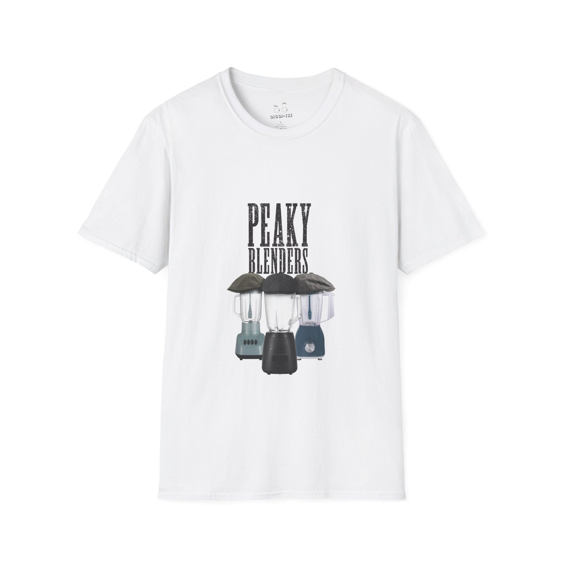 Three blenders wearing flat caps styled as gangster characters in a humorous Peaky Blinders parody design with vintage crime drama aesthetic.