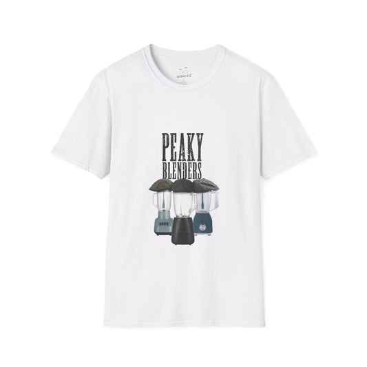 Three blenders wearing flat caps styled as gangster characters in a humorous Peaky Blinders parody design with vintage crime drama aesthetic.
