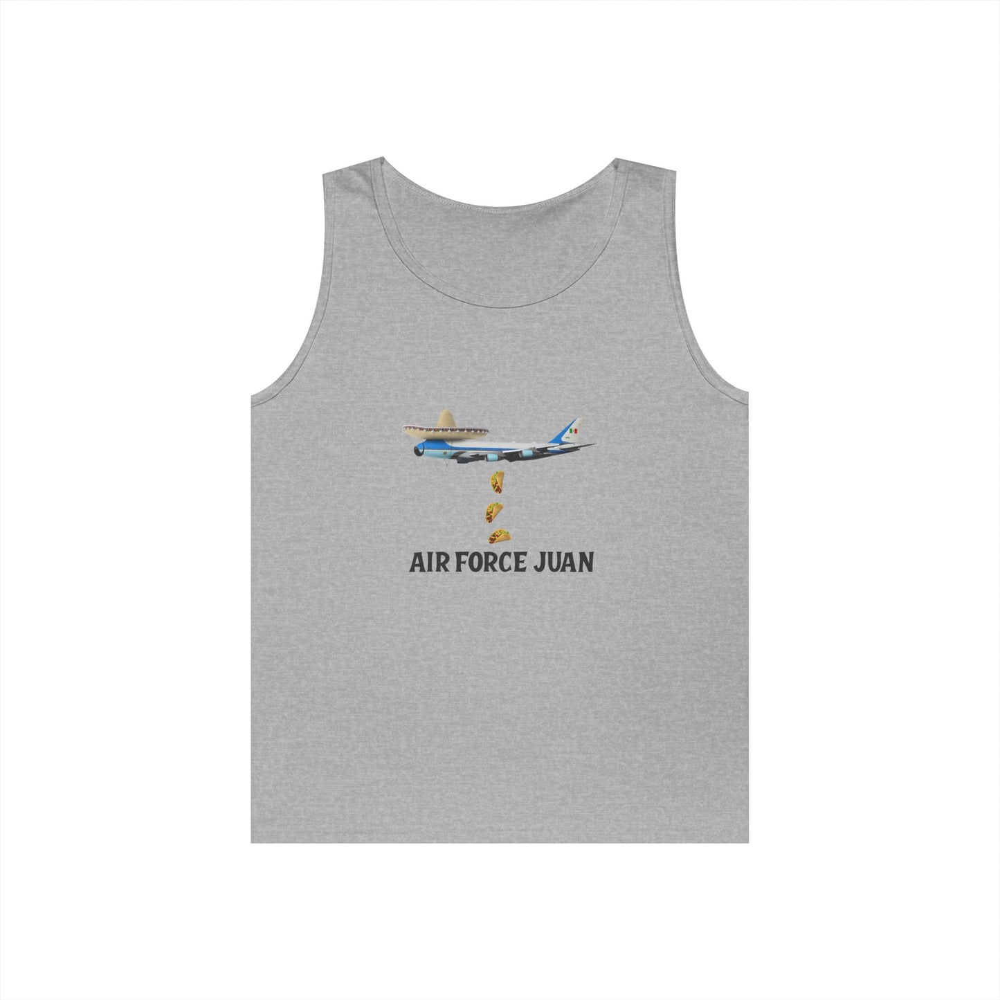 funny airplane taco drop sombrero mustache Cinco de Mayo tank top Air Force Juan