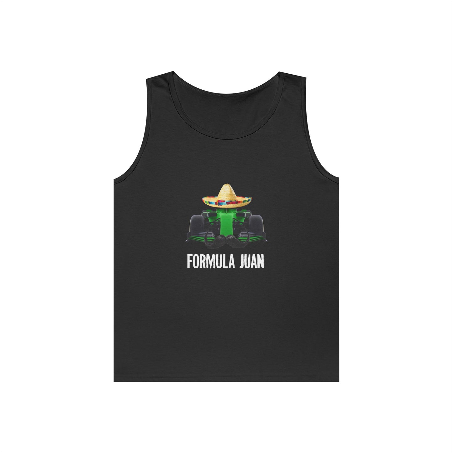 funny formula one car sombrero mustache Cinco de Mayo tank top Formula Juan