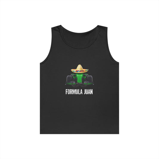 funny formula one car sombrero mustache Cinco de Mayo tank top Formula Juan