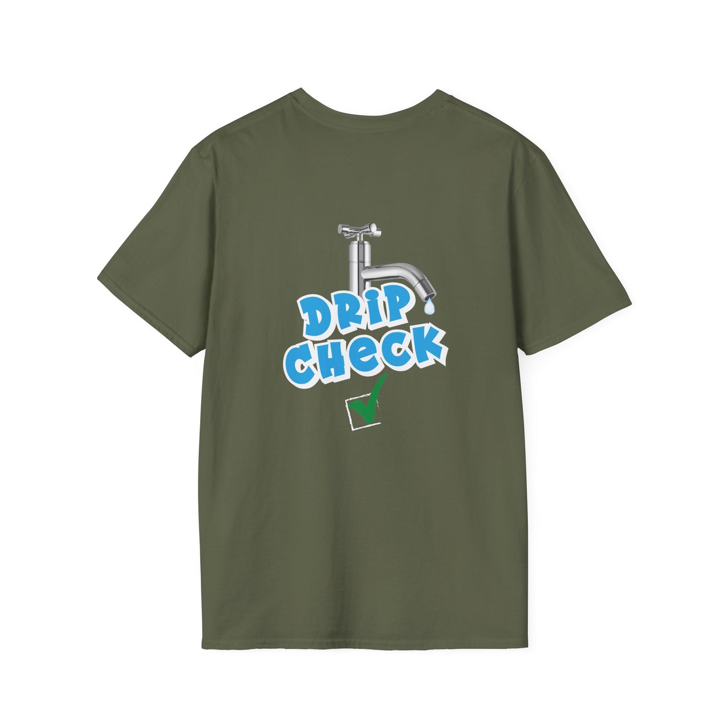 Water tap dripping like your outfit should, Gen Z rizz-core funny t-shirt with literal “drip check” visual