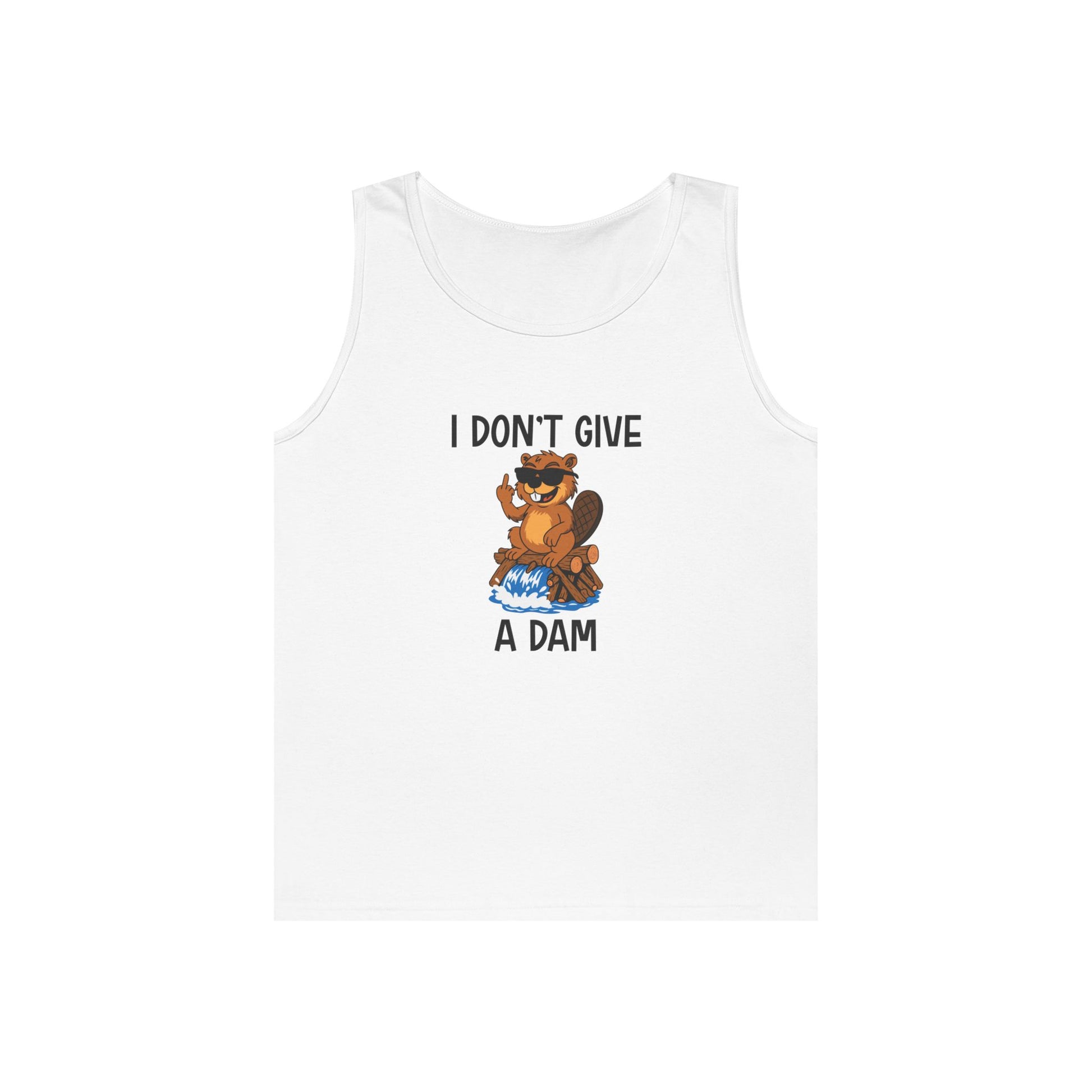 beaver on dam giving finger funny i don't give a damn tank top