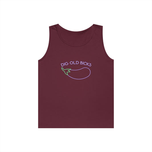 neon sign eggplant dig ol bicks parody funny tank top design