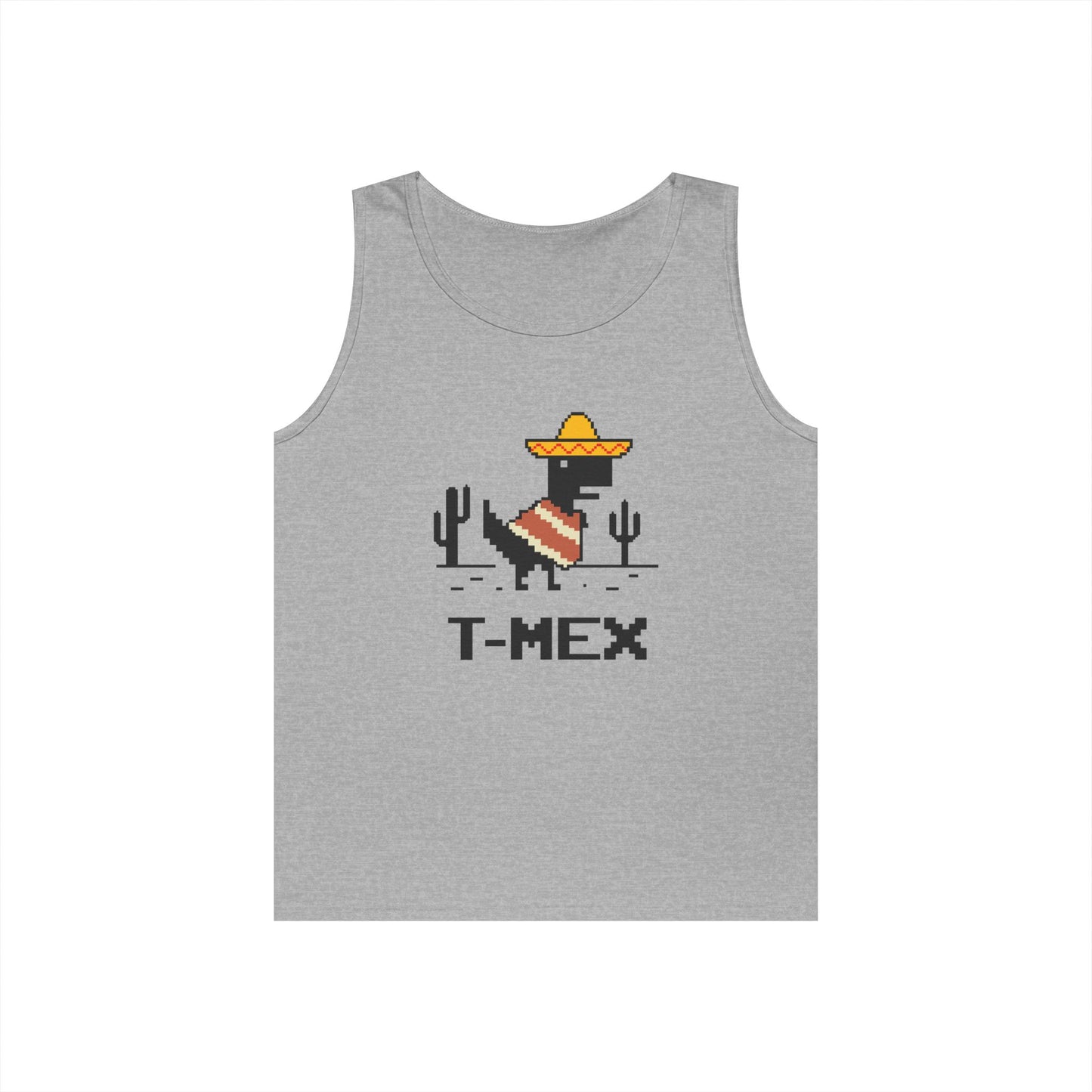 T-Mex Mexican T-Rex in sombrero and poncho 8-bit pixel art tank top