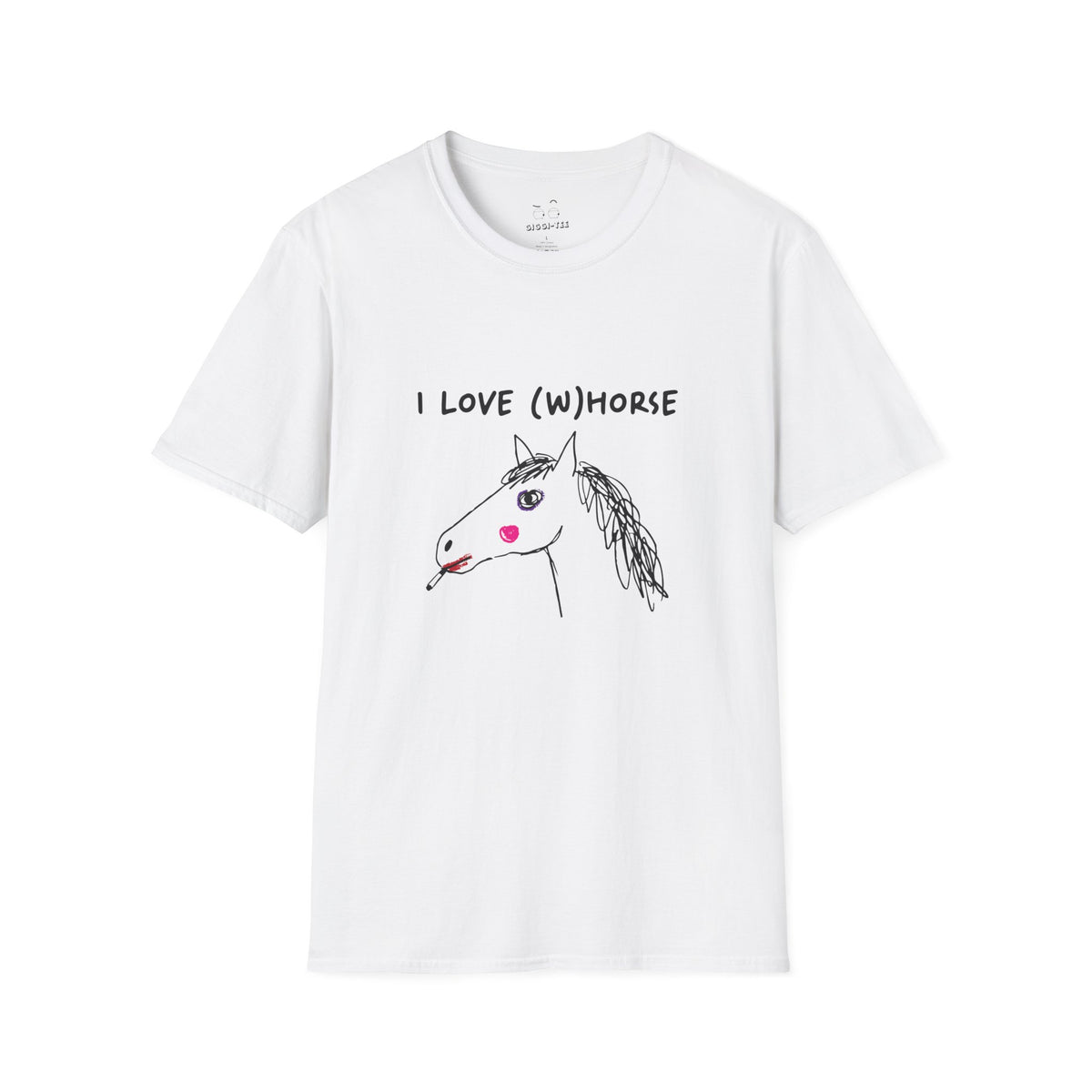 I Love (W)Horse funny hand-drawn horse smoking cigarette with makeup shirt