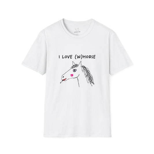I Love (W)Horse funny hand-drawn horse smoking cigarette with makeup shirt