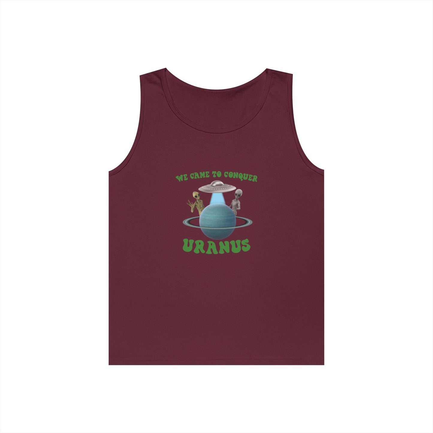 aliens near planet uranus funny space pun conquer uranus tank top