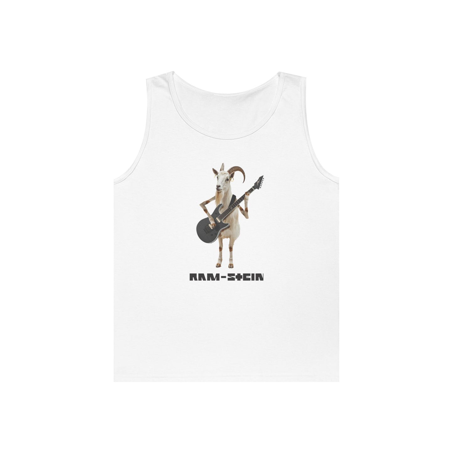 rammstein parody ram holding guitar funny tank top design