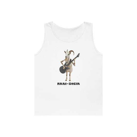 rammstein parody ram holding guitar funny tank top design