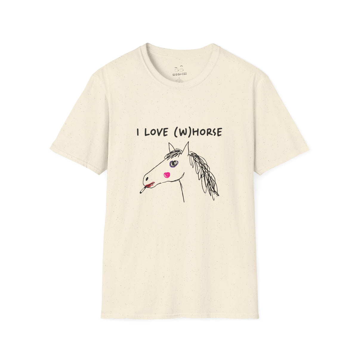 I Love (W)Horse funny hand-drawn horse smoking cigarette with makeup shirt
