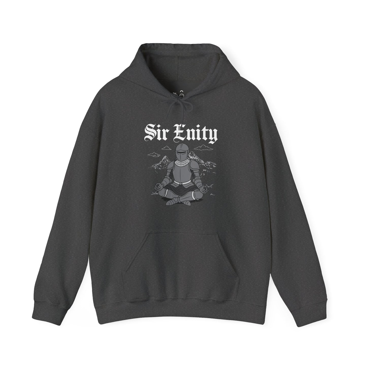 Sir Enity hoodie graphic showing a meditating knight in shining armor