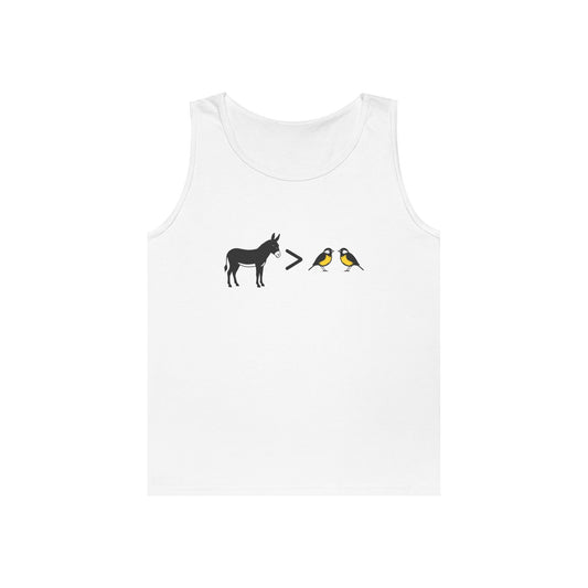 Ass greater than tits donkey and bird funny tank top design