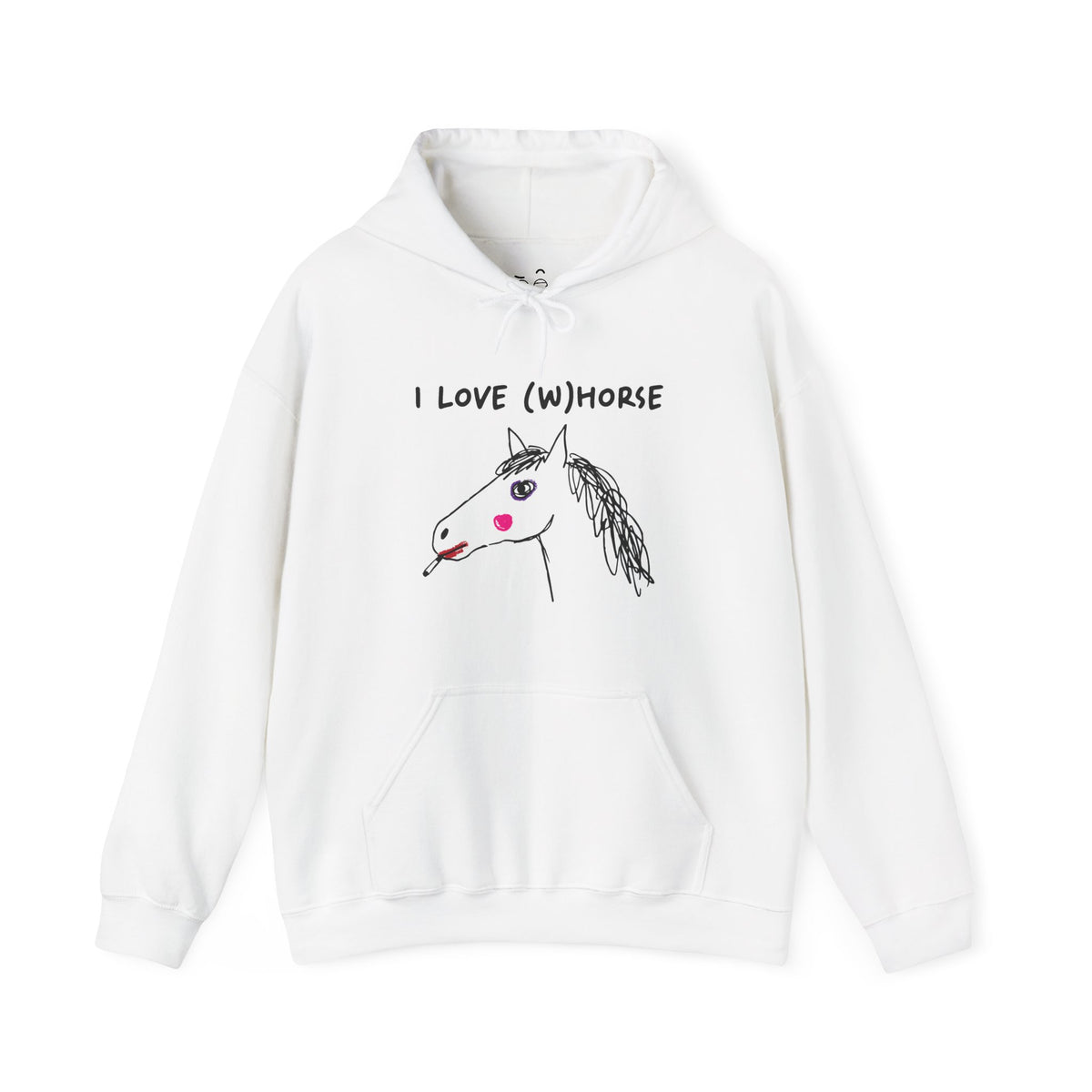 I Love (W)Horse funny smoking horse with makeup hand-drawn style hoodie