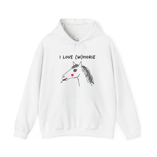 I Love (W)Horse funny smoking horse with makeup hand-drawn style hoodie