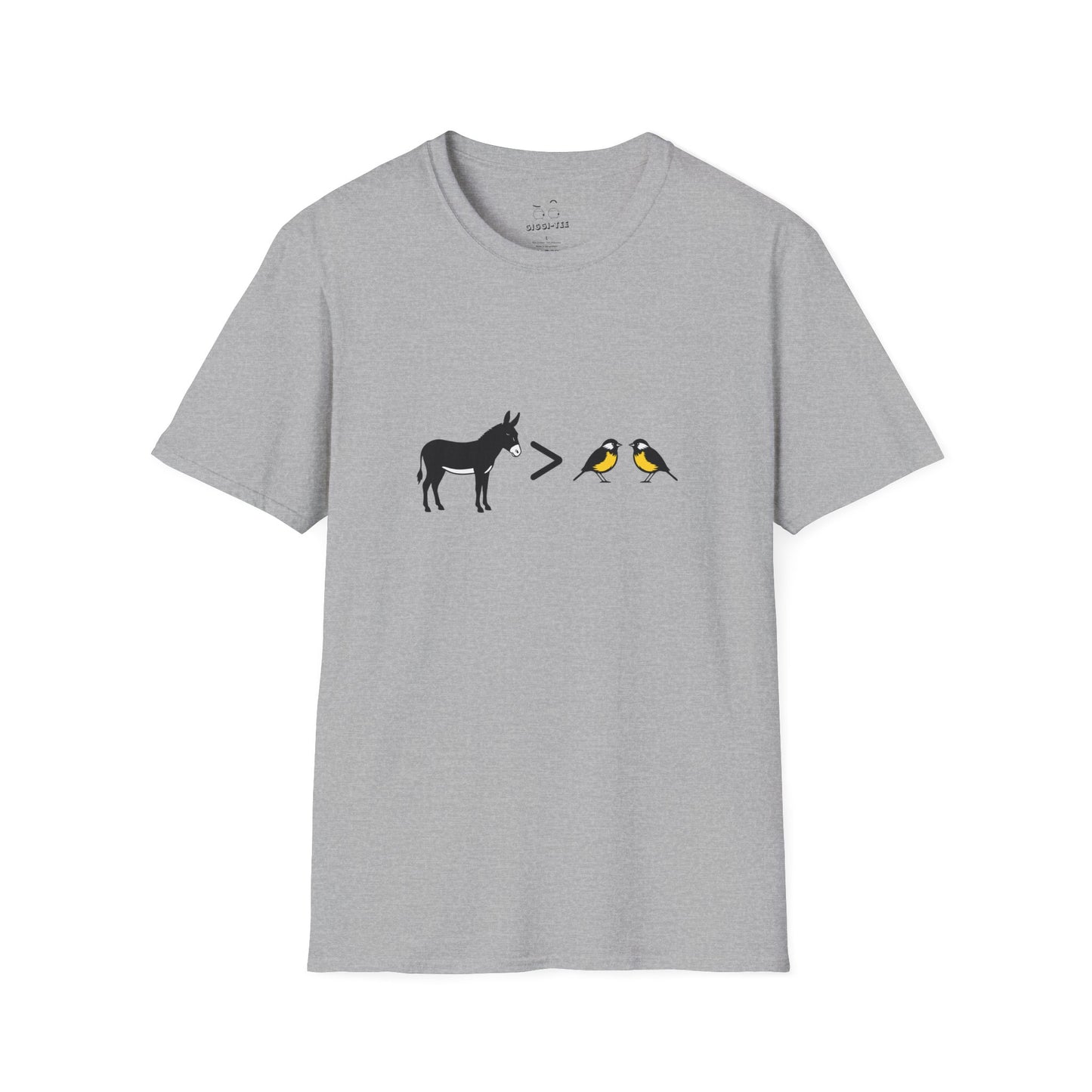 Ass greater than tits funny donkey and bird pun shirt design