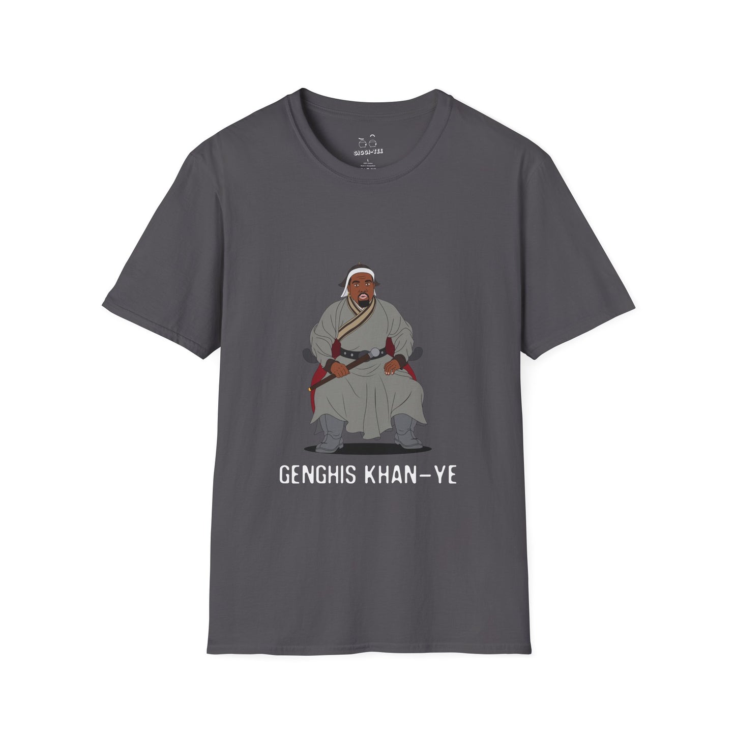Genghis Khan Ye: Parody shirt illustration of Ye dressed as Genghis Khan in Mongolian armor. Funny hip hop culture pun.