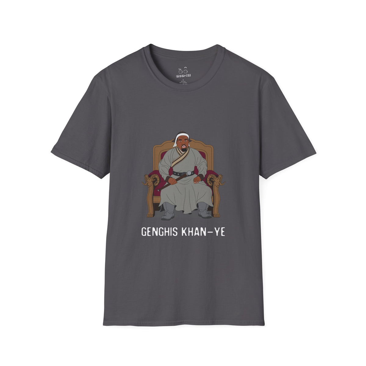 Genghis Khan Ye: Parody shirt illustration of Ye dressed as Genghis Khan in Mongolian armor. Funny hip hop culture pun.