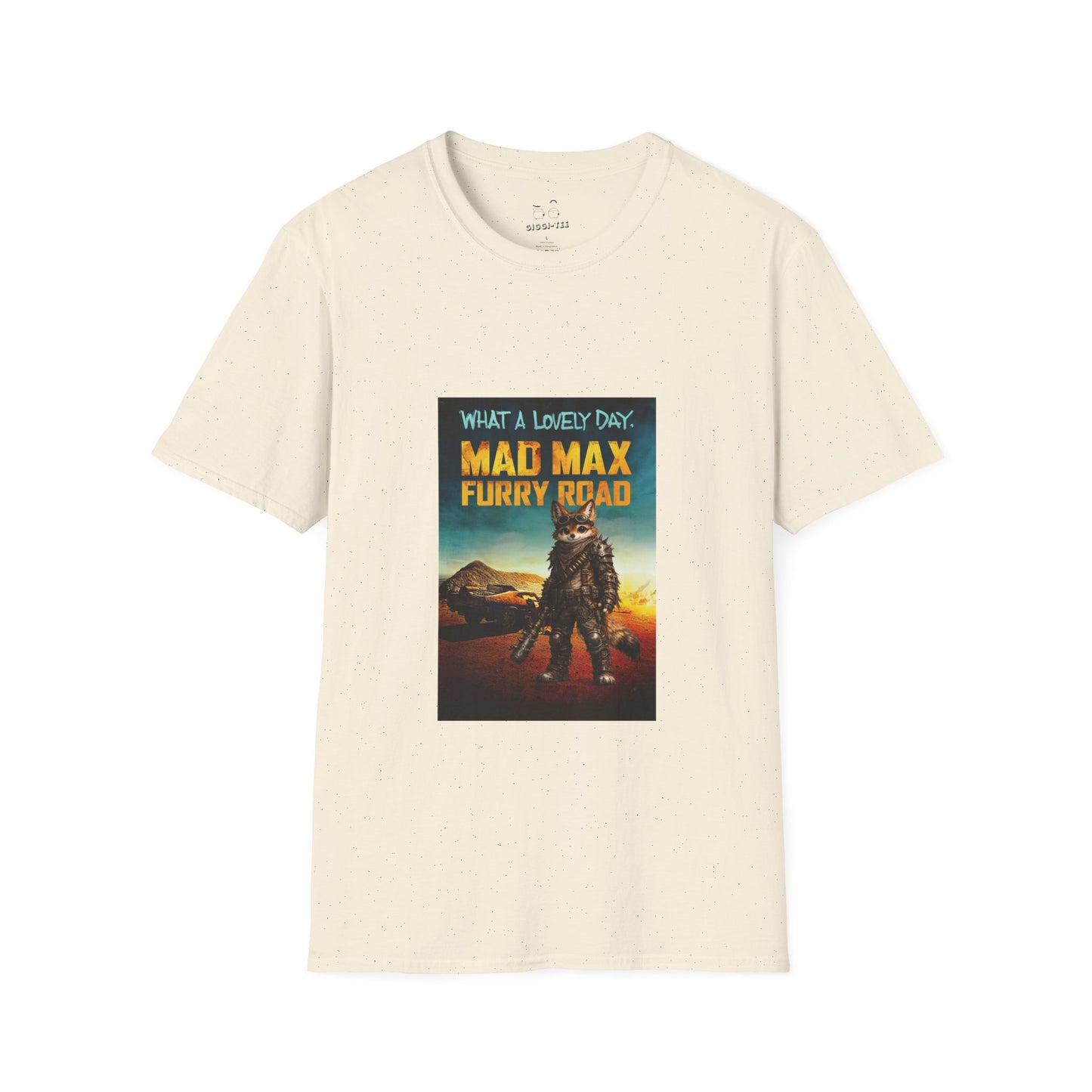 Mad Max Furry Road t-shirt design parody featuring a furry character on a post-apocalyptic movie poster style graphic.