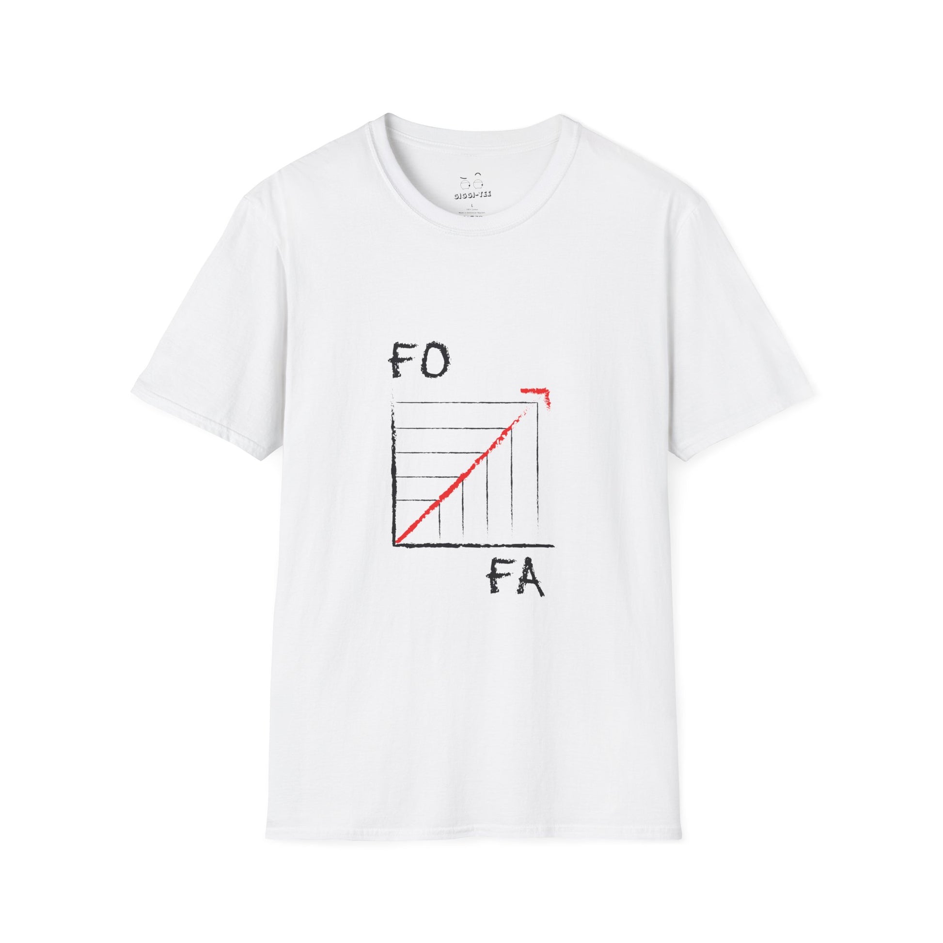 White shirt featuring a mathematical line graph with "Fuck Around" on the x-axis and "Find Out" on the y-axis, showing an upward arrow.