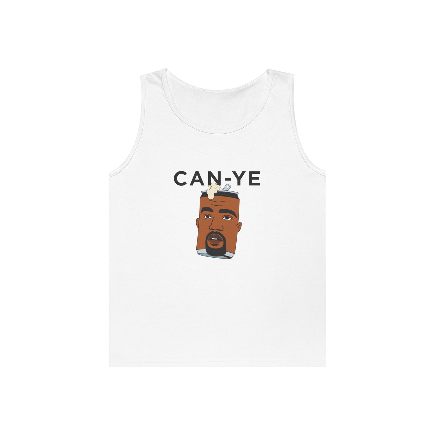 Can Ye funny tank top with canned Kanye West parody. Minimalist music humor design.