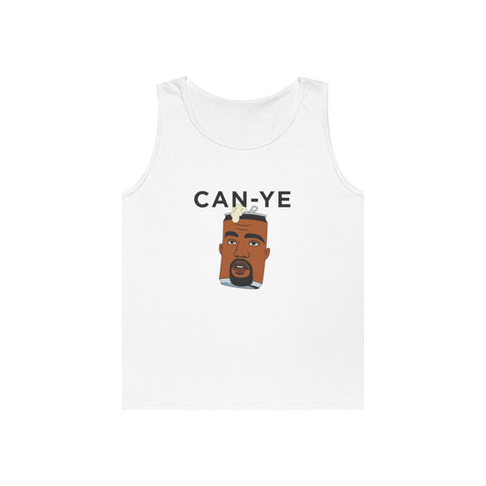 Can Ye funny tank top with canned Kanye West parody. Minimalist music humor design.