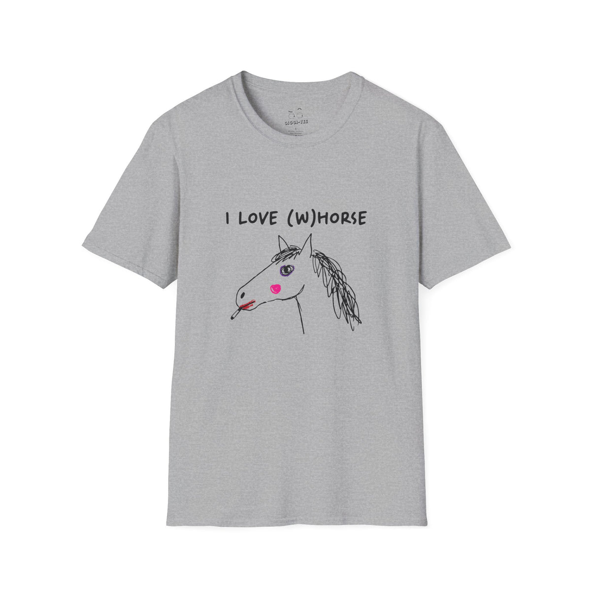 I Love (W)Horse funny hand-drawn horse smoking cigarette with makeup shirt