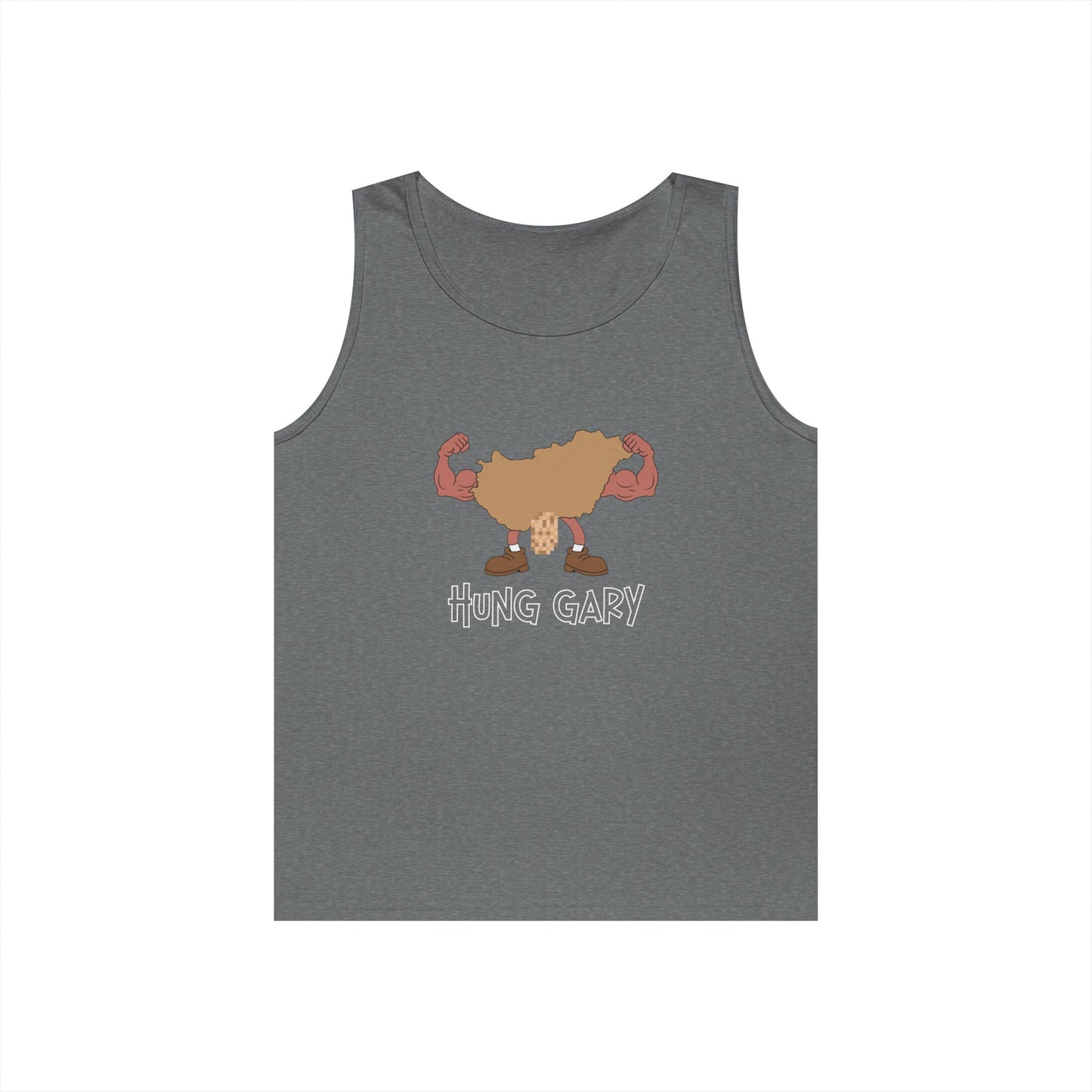 map of hungary flexing muscles hung gary pun parody funny tank top
