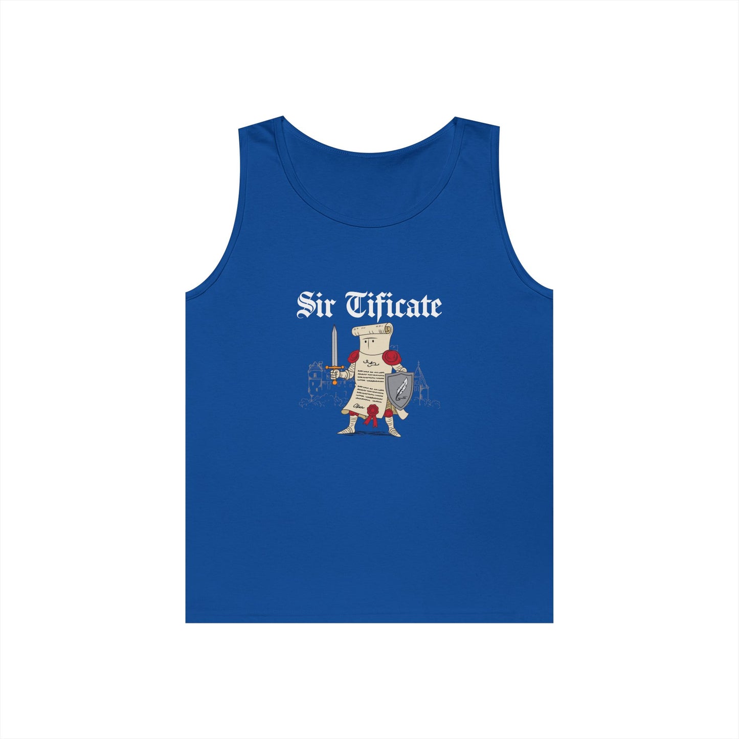 certificate wearing armor sir tificate pun funny medieval tank top design