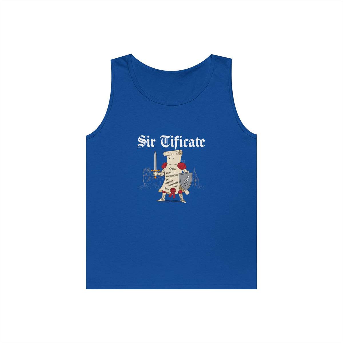 certificate wearing armor sir tificate pun funny medieval tank top design