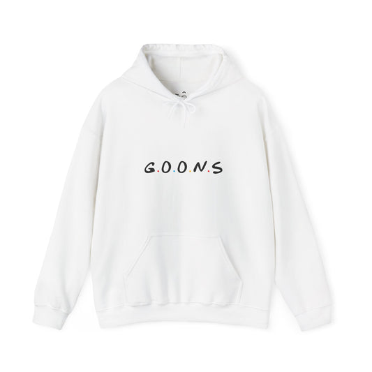 G.O.O.N.S. parody hoodie featuring text styled like the classic Friends television series logo