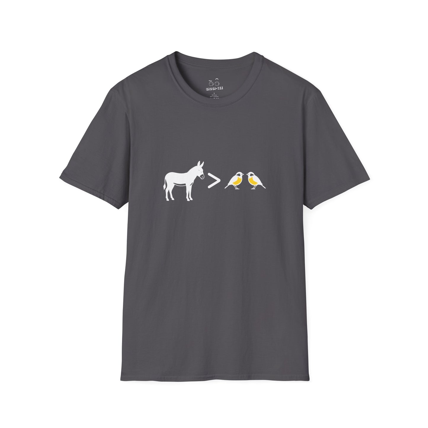 Ass greater than tits funny donkey and bird pun shirt design